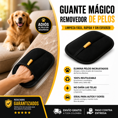 Guante Mágico 360™ – Elimina Pelos y Pelusas Sin Esfuerzo 🐶✨ | Reutilizable, Fácil de Usar y con 🚚 ENVÍO GRATIS a Toda Colombia
