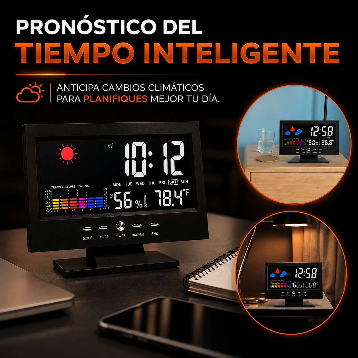 🏠✨ El Gadget Más Útil para Tu Mesa de Noche — Reloj Digital 4 en 1 en PROMO 🔥