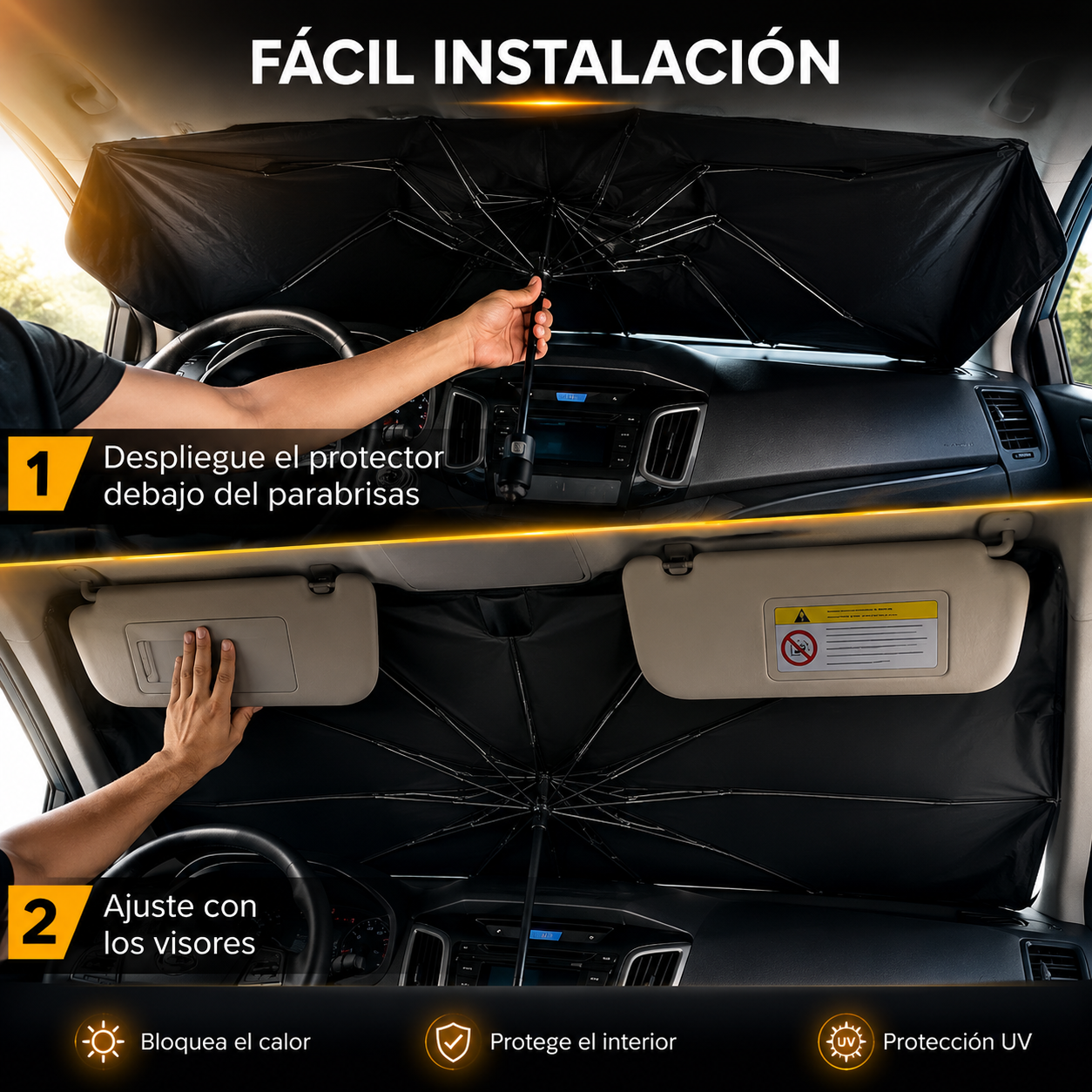🔥Sombrilla Parasol Plegable Anti Rayos UV:  El Sol Está Dañando Tu Auto… Protégelo en Segundos
