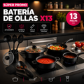 🔥 LIQUIDACIÓN DE STOCK: Juego De Ollas Universal 13 Piezas Antiadherente Color Negro 🍲🍚