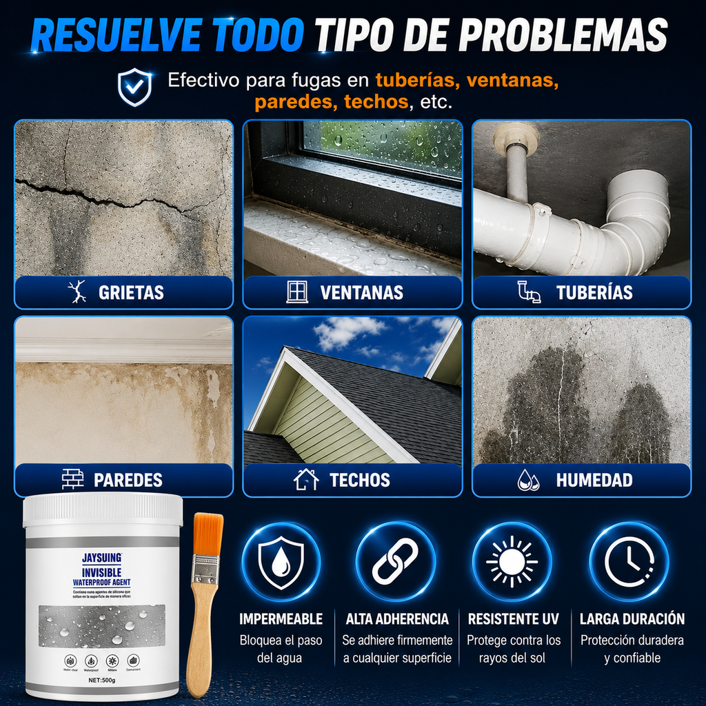 🔥 Compra 1 y Llévate 2 🎁 | Sellador Impermeabilizante Invisible Jaysuing™ – Protege contra filtraciones y humedad sin alterar el acabado.