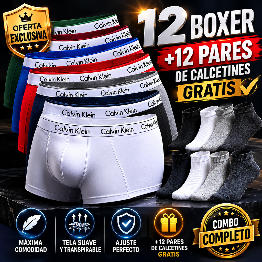 🩲 BÓXER Calvin Klain X12 💥 ¡PAGA 6 Y RECIBE 12 BÓXERS + 12 CALCETINES GRATIS! 💥