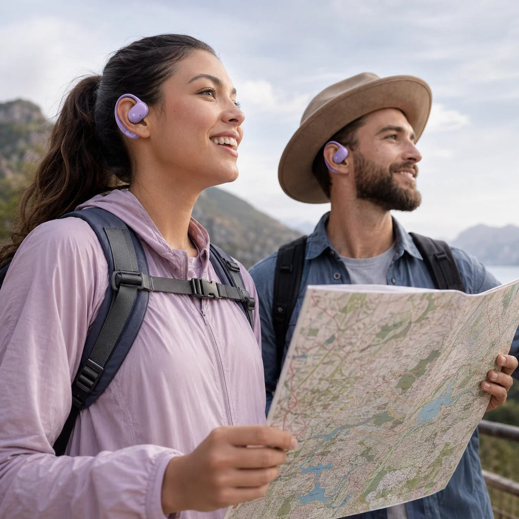 AUDÍFONOS TRADUCCIÓN OWS - JM13™  ¡Rompe la barrera del idioma! Traduce más de 100 idiomas en tiempo real con IA. Perfectos para viajes, negocios y reuniones. Incluyen asistente de voz + 🎁 APP GRATIS.